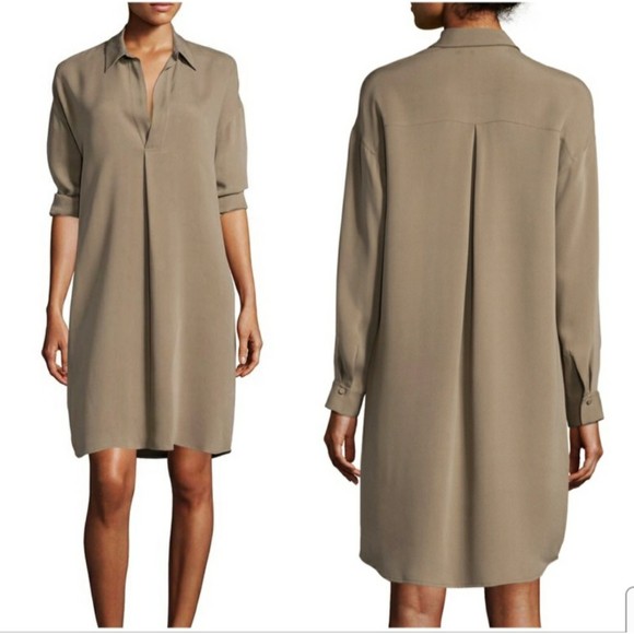 Vince Dresses & Skirts - Vince Taupe Long Sleeve Shirt Dress